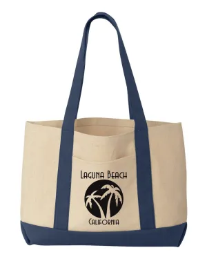 2 Palm Circle 10oz Canvas Tote - Navy