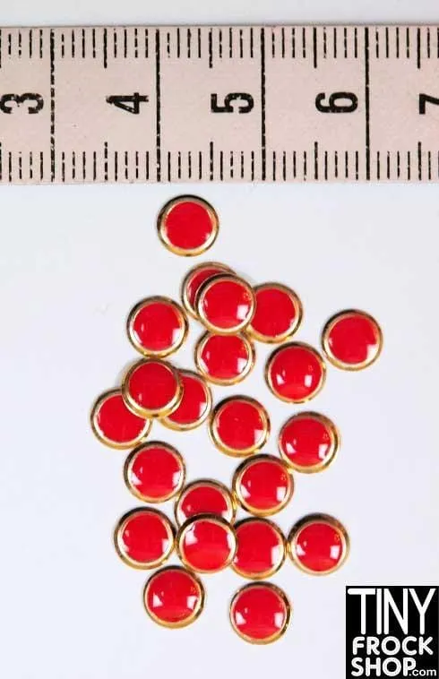 6mm - 12" Fashion Doll Mini Round High Quality Enamel and Gold Button Trim - Pack of 12