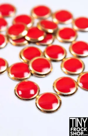 6mm - 12" Fashion Doll Mini Round High Quality Enamel and Gold Button Trim - Pack of 12