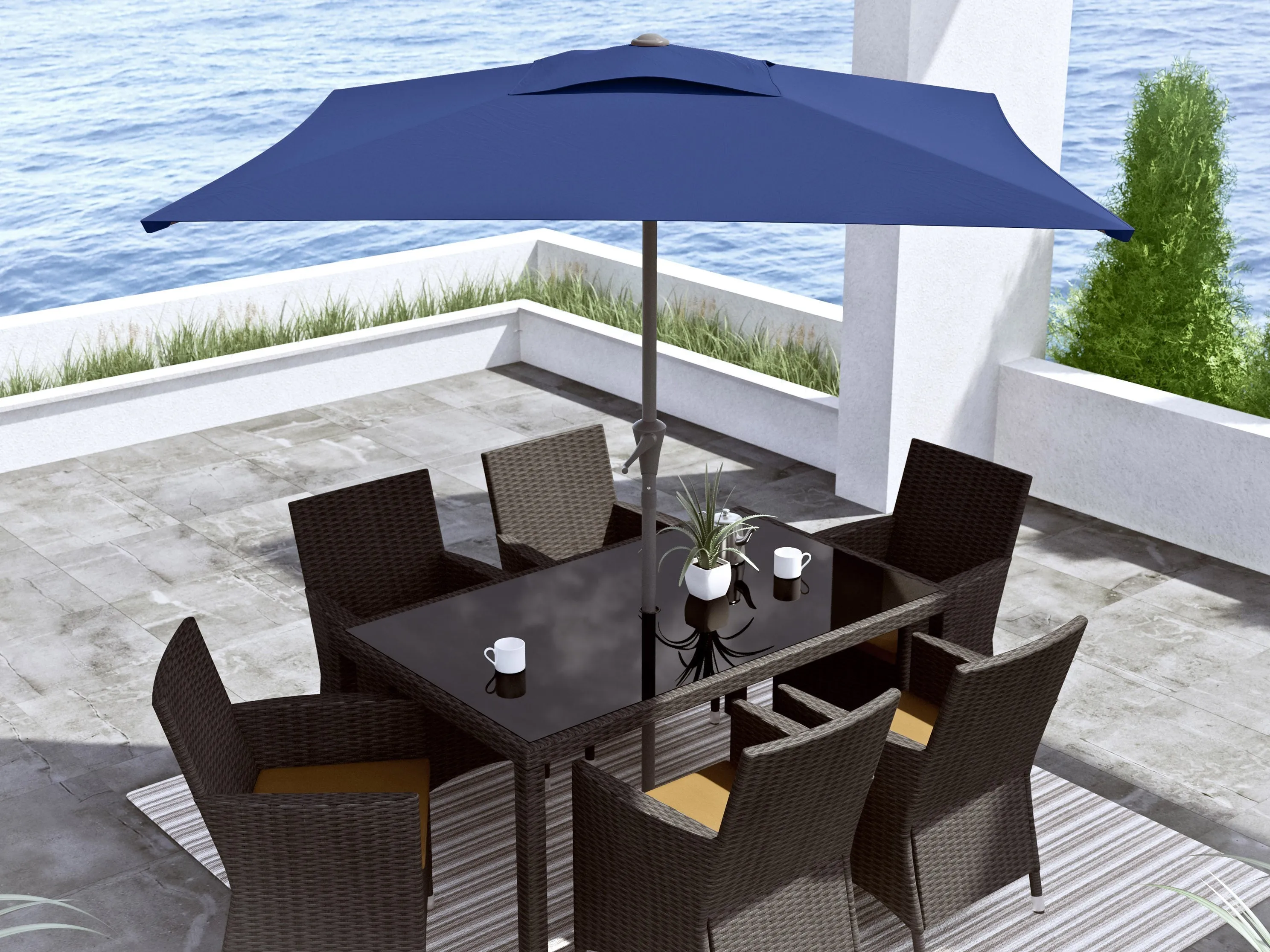 9ft Square Cobalt Blue Patio Umbrella