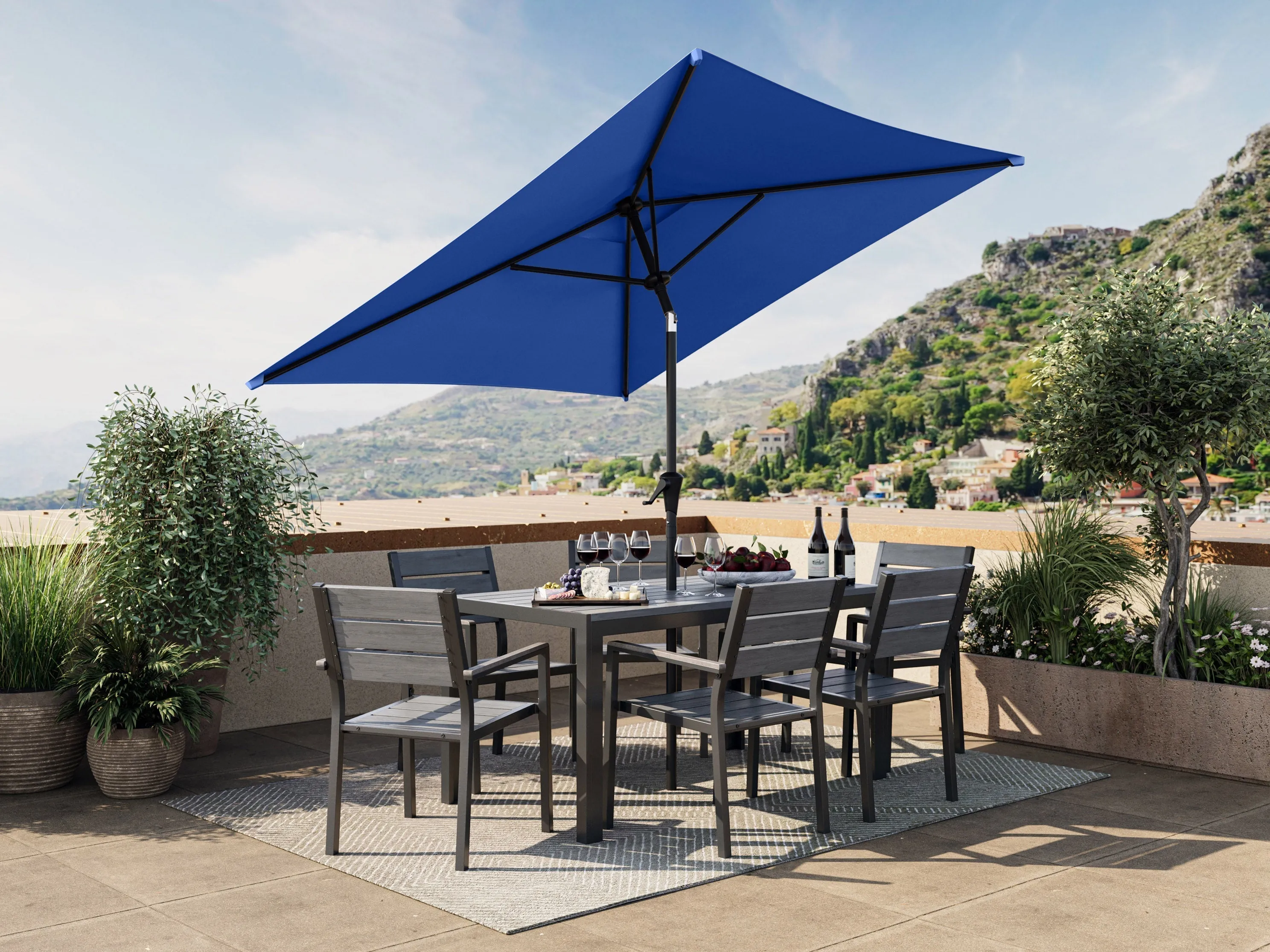 9ft Square Cobalt Blue Patio Umbrella