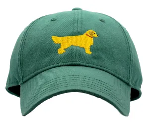 Adult Golden Retriever On Moss Green Baseball Hat