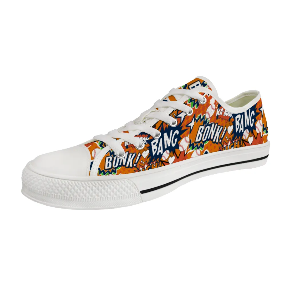 Baseball comic book style  Canvas Shoes Low Top Sneakers