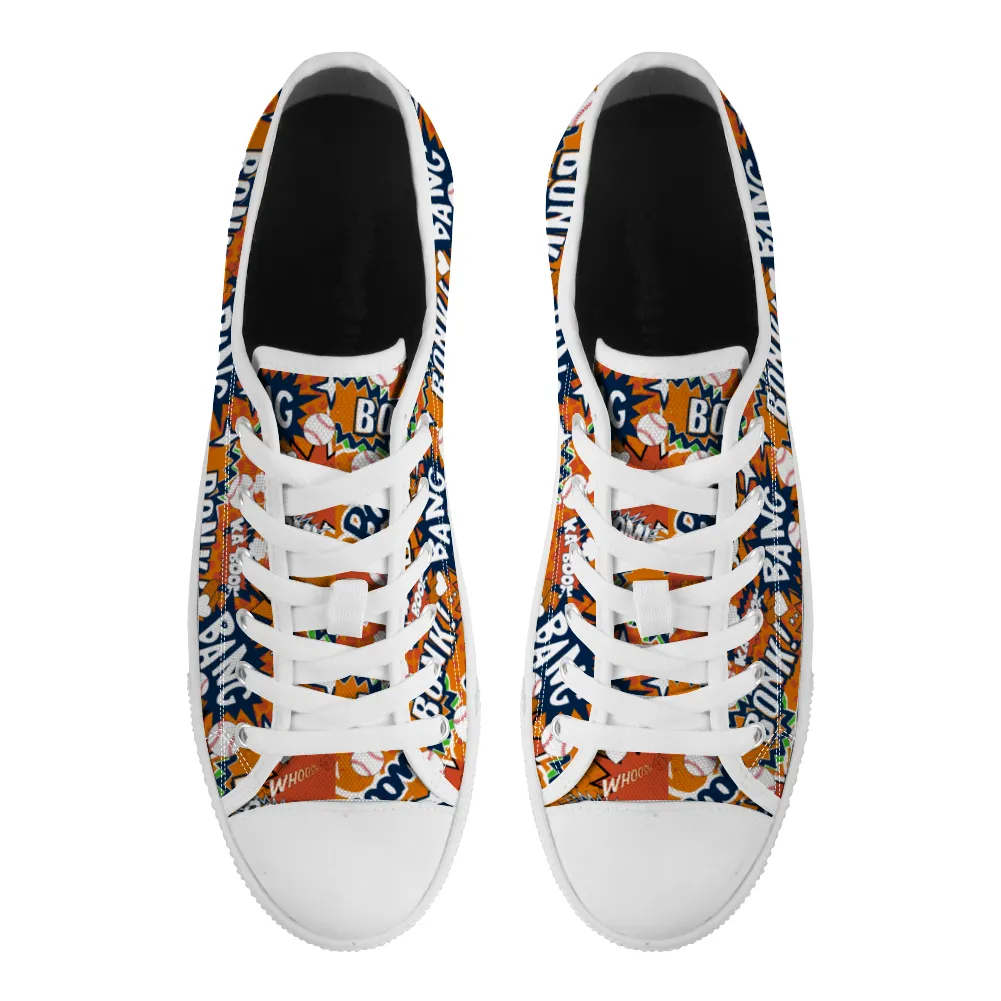 Baseball comic book style  Canvas Shoes Low Top Sneakers