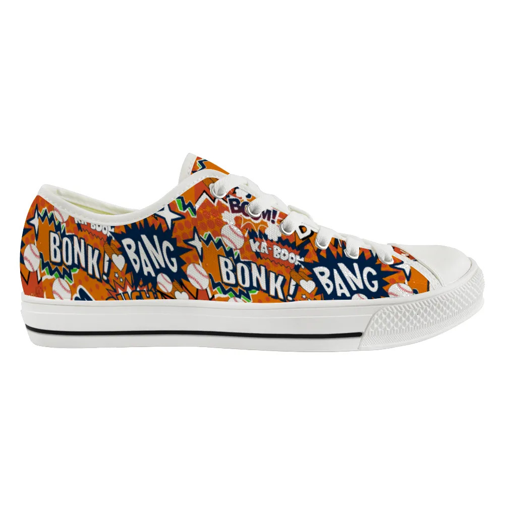 Baseball comic book style  Canvas Shoes Low Top Sneakers