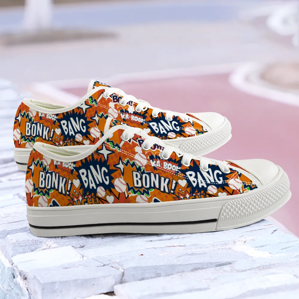 Baseball comic book style  Canvas Shoes Low Top Sneakers