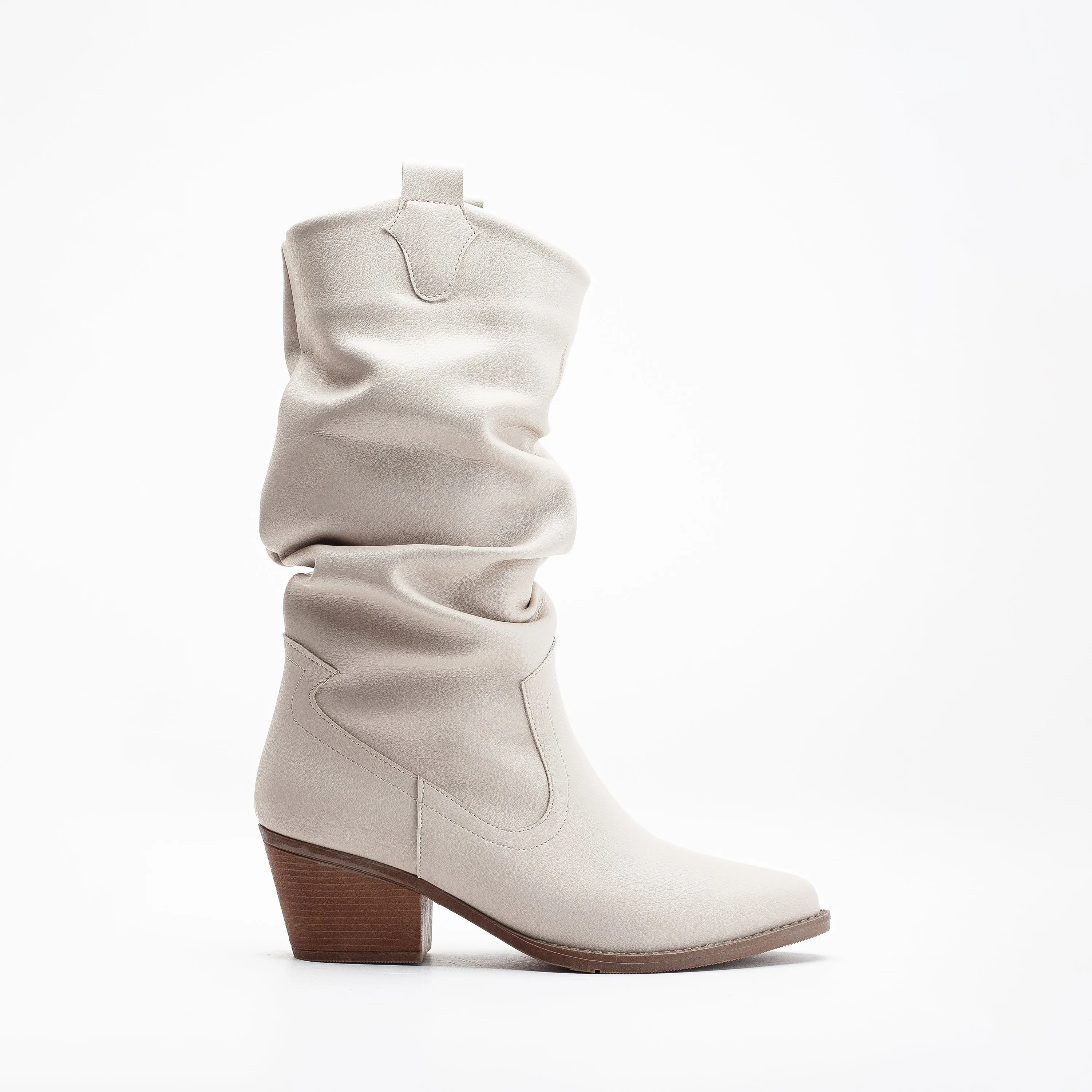 Bonnie - White Slouch Western Boots