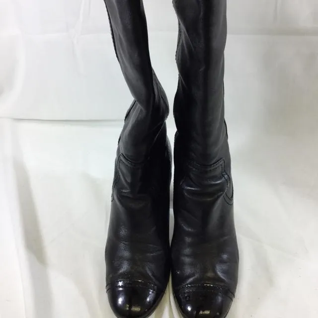 Chanel Mid-Thigh Leather Boots. Size 37.5