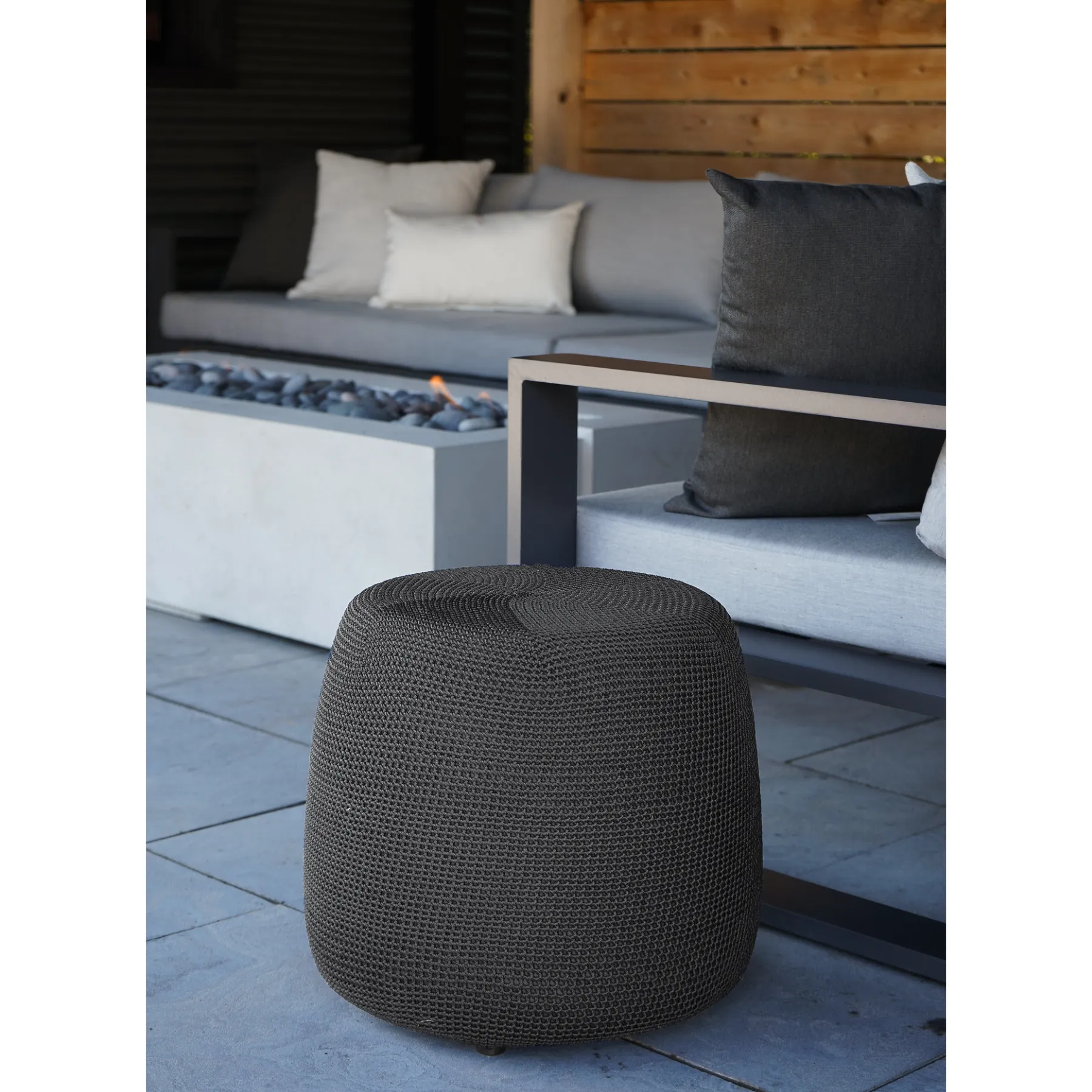 Crochet Charcoal Outdoor Poufs