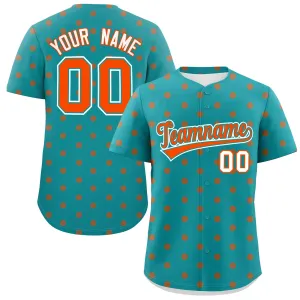 Custom Aqua Orange Personalized Polka Dot Graffiti Pattern Authentic Baseball Jersey