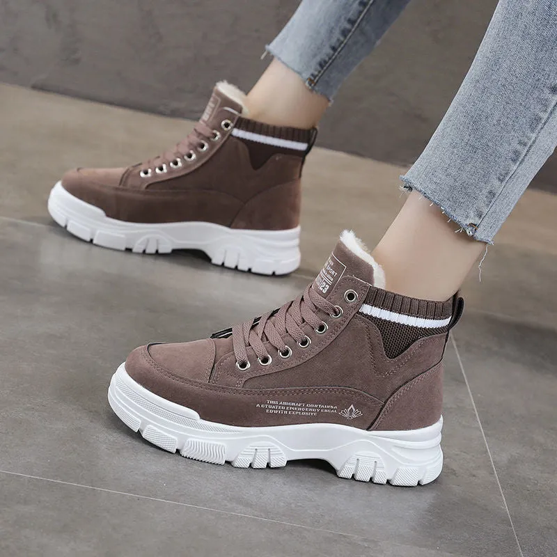 DEANWANGKT Ladies Casual Shoes Lace-Up Fashion Sneakers Platform Snow Boots Winter Women Boots Warm Plush Women's Shoes  Zapatos De Mujer