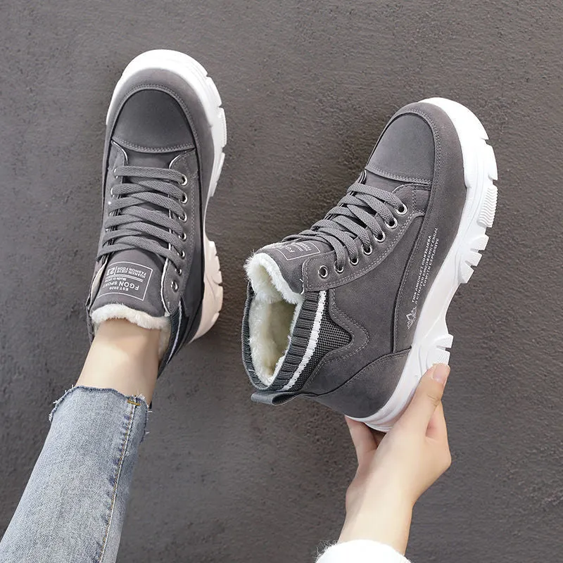 DEANWANGKT Ladies Casual Shoes Lace-Up Fashion Sneakers Platform Snow Boots Winter Women Boots Warm Plush Women's Shoes  Zapatos De Mujer