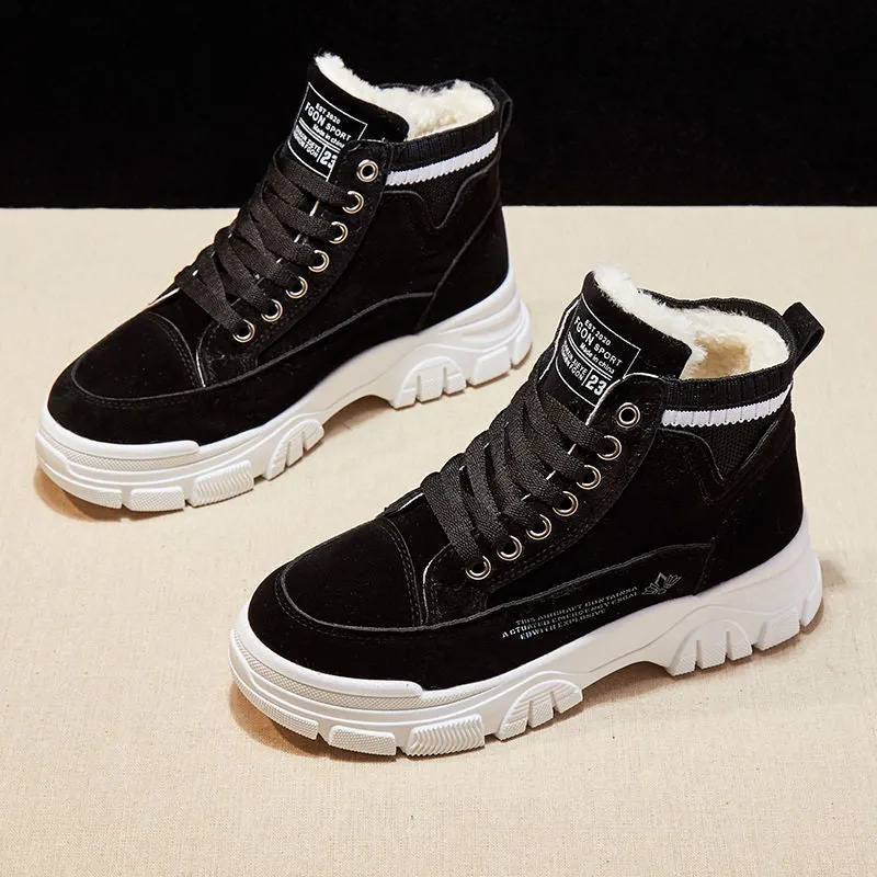 DEANWANGKT Ladies Casual Shoes Lace-Up Fashion Sneakers Platform Snow Boots Winter Women Boots Warm Plush Women's Shoes  Zapatos De Mujer