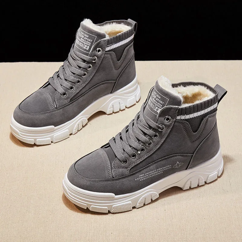 DEANWANGKT Ladies Casual Shoes Lace-Up Fashion Sneakers Platform Snow Boots Winter Women Boots Warm Plush Women's Shoes  Zapatos De Mujer