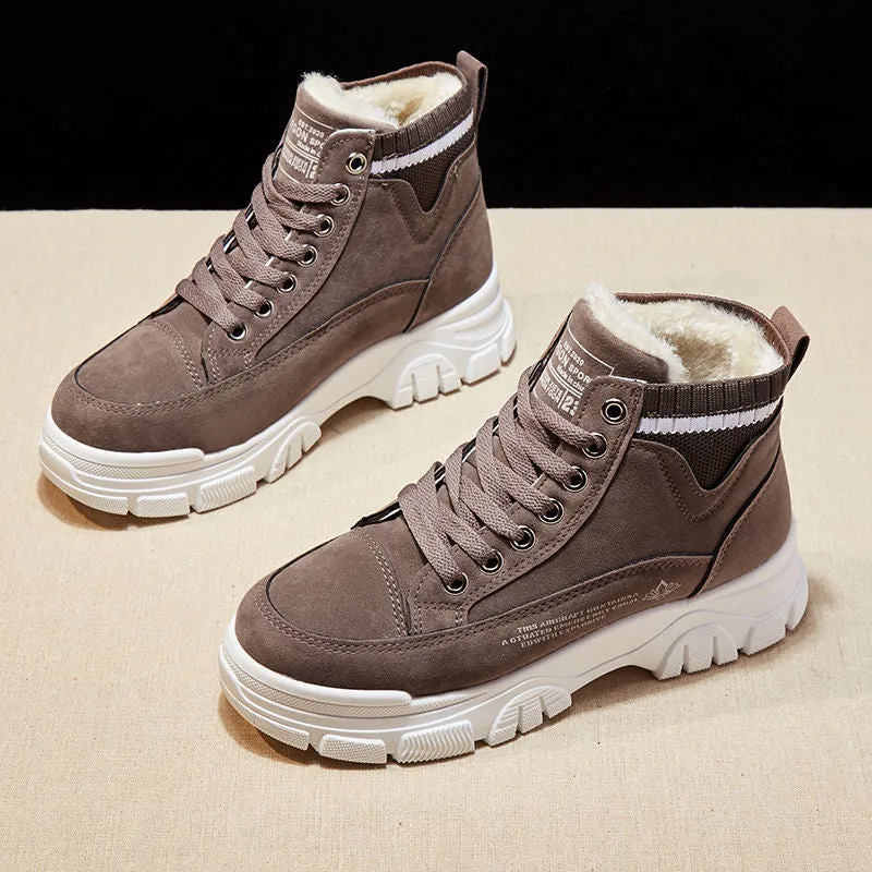 DEANWANGKT Ladies Casual Shoes Lace-Up Fashion Sneakers Platform Snow Boots Winter Women Boots Warm Plush Women's Shoes  Zapatos De Mujer