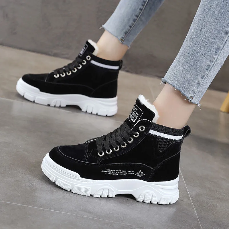 DEANWANGKT Ladies Casual Shoes Lace-Up Fashion Sneakers Platform Snow Boots Winter Women Boots Warm Plush Women's Shoes  Zapatos De Mujer