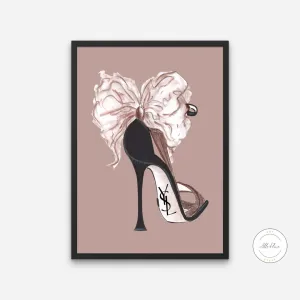 Designer Shoe Fashion Drawing One Piece Wall Art PRINTABLE WALL ART, Fashion Wall Decor, Watercolor Glam Decor, Designer Print, Fashion Drawing