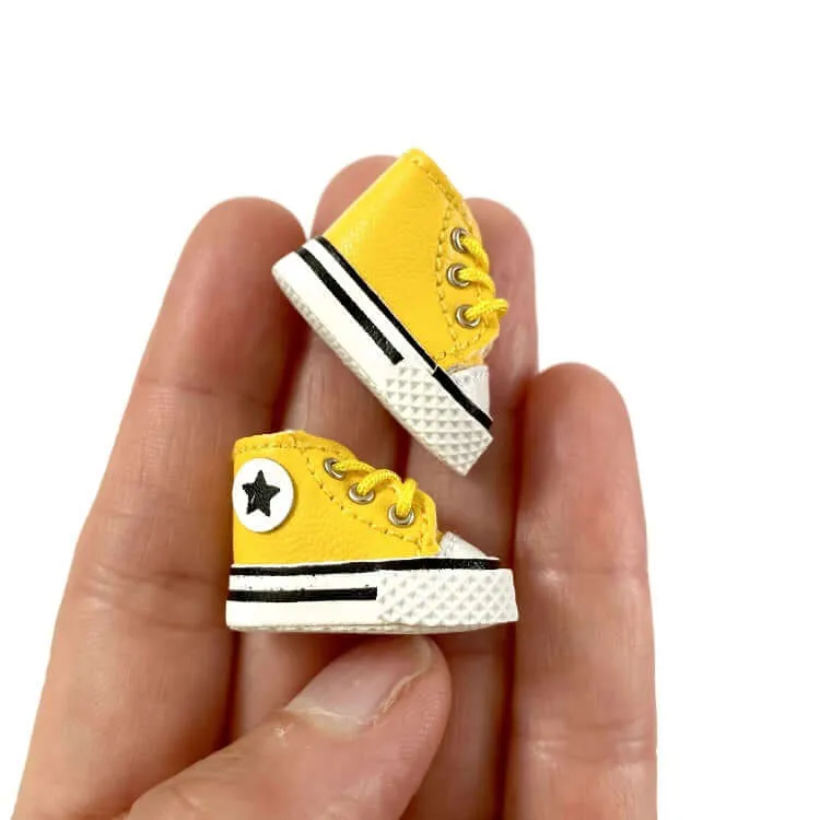 Doll shoes Barbie Doll trainers Yellow doll shoes Mini High tops