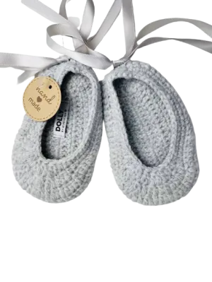 DOLLY by Le Petit Tom ® CROCHET BABY BALLERINAS silver grey