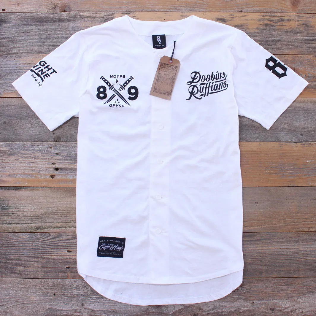 Doobious Ruffians White Cotton Baseball Jersey