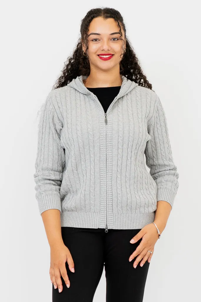 Elsie Sweater, Silver, Cotton