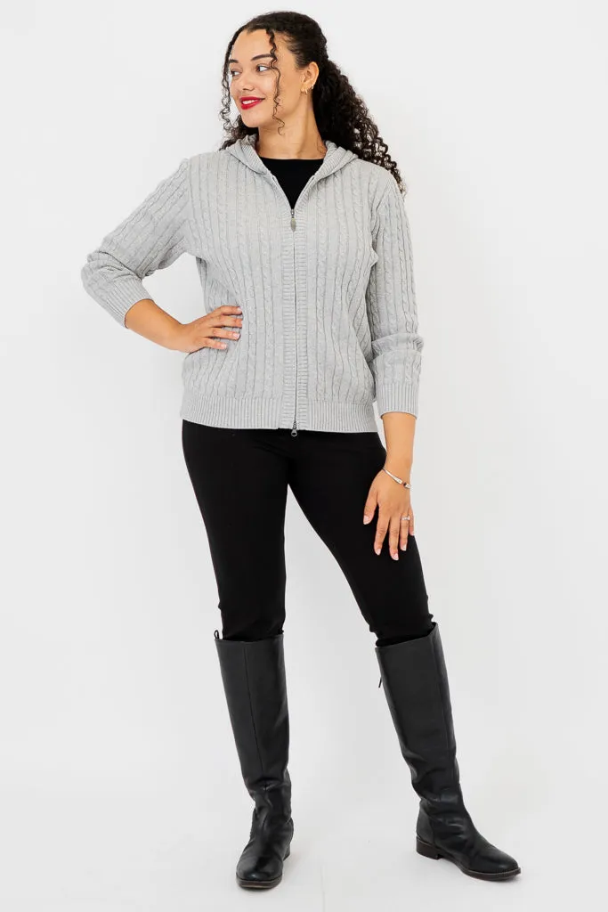 Elsie Sweater, Silver, Cotton