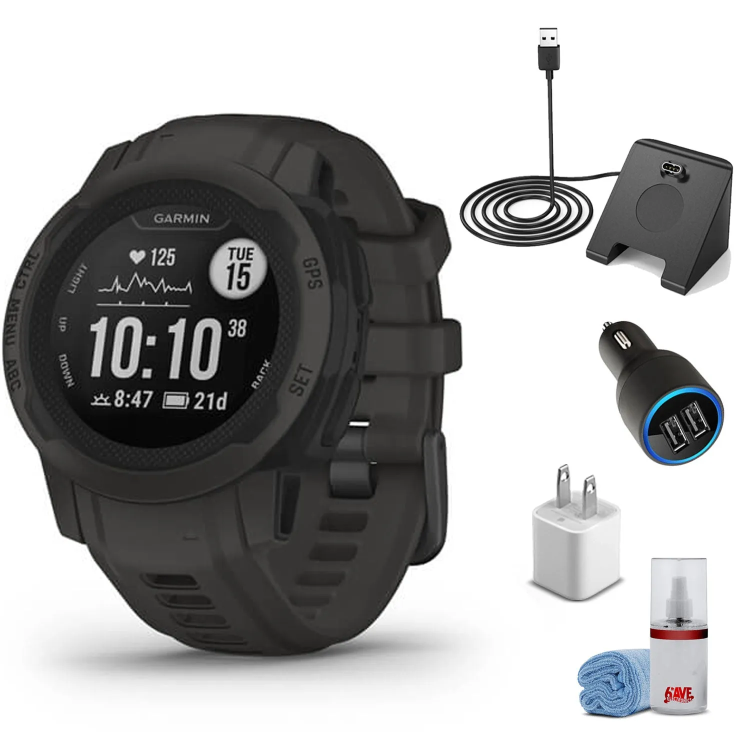 Garmin Instinct 2S - Standard Edition-Graphite With Basic Accessory Kit