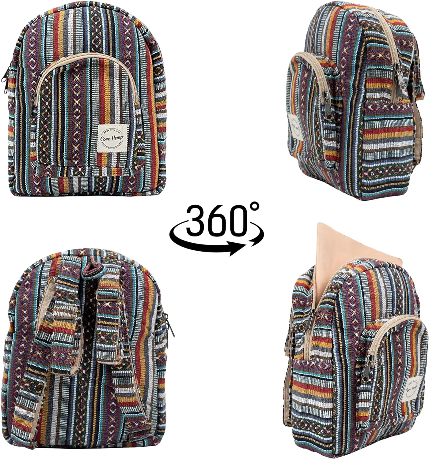 Hemp Mini Backpack Purse – Lightweight Boho Daypack for Women