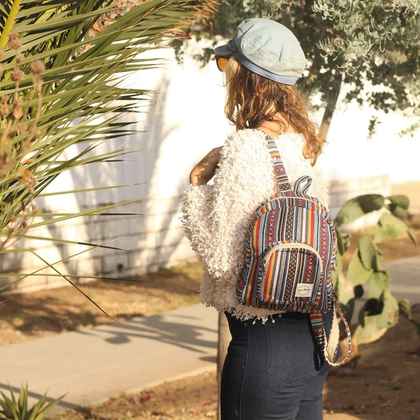 Hemp Mini Backpack Purse – Lightweight Boho Daypack for Women