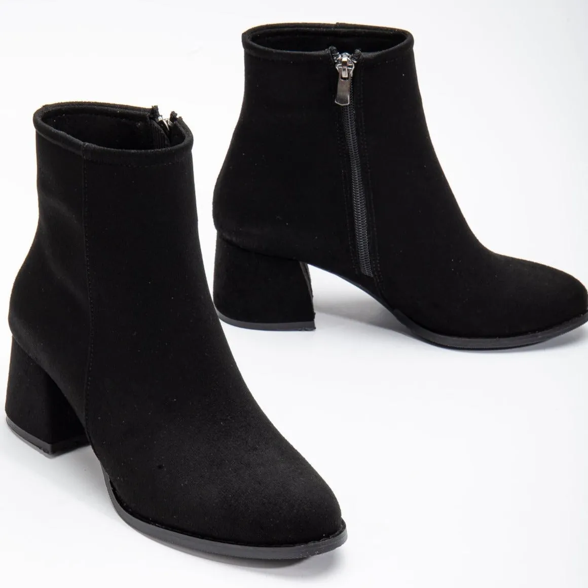 Linette - Black Suede Ankle Boots