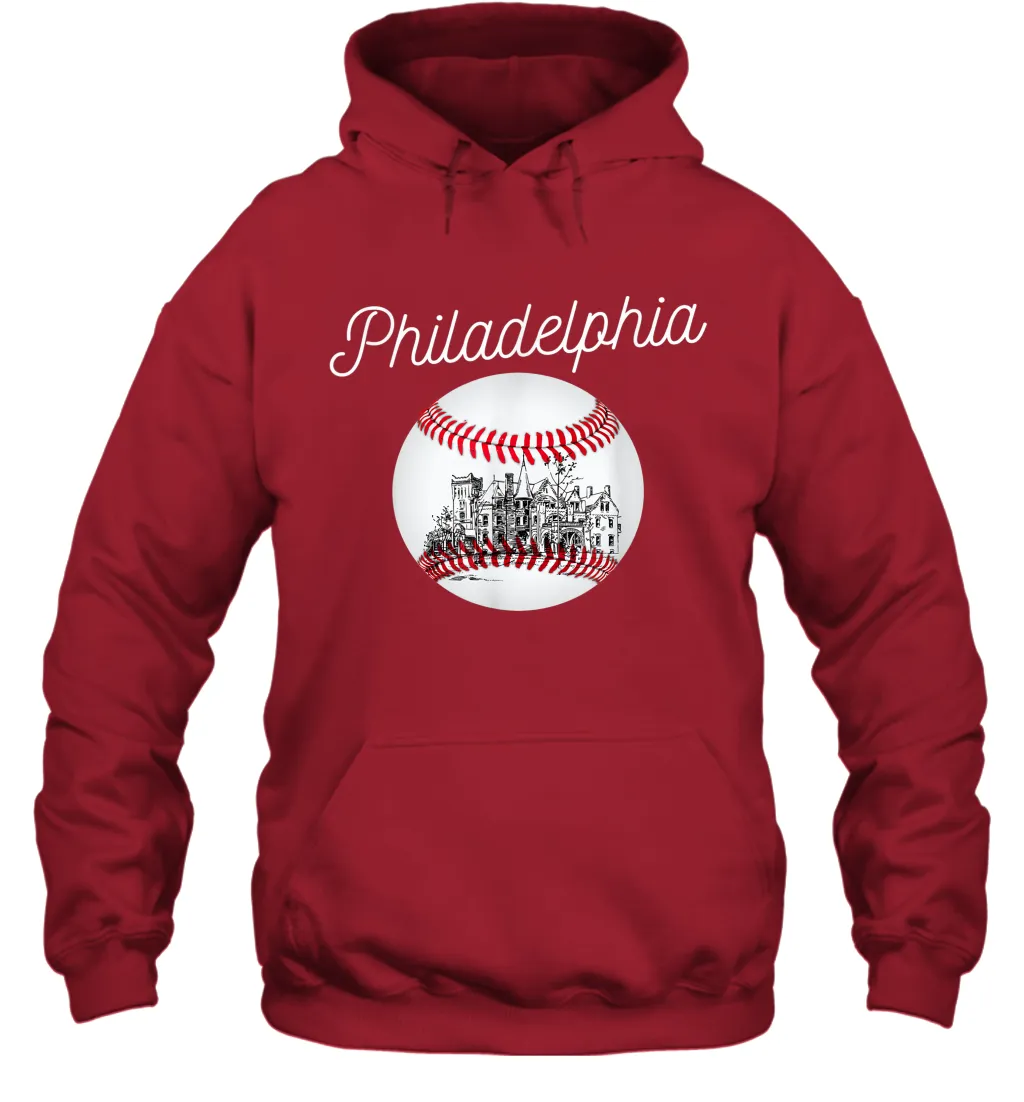 Philadelphia Baseball Philly Tshirt Ball and Skyline Hoodie