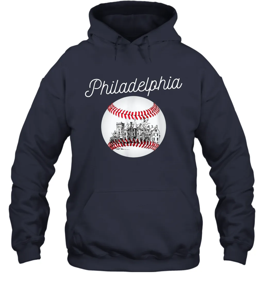 Philadelphia Baseball Philly Tshirt Ball and Skyline Hoodie