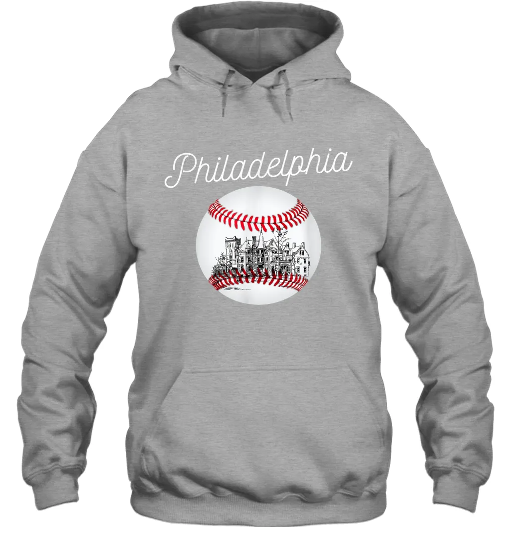 Philadelphia Baseball Philly Tshirt Ball and Skyline Hoodie