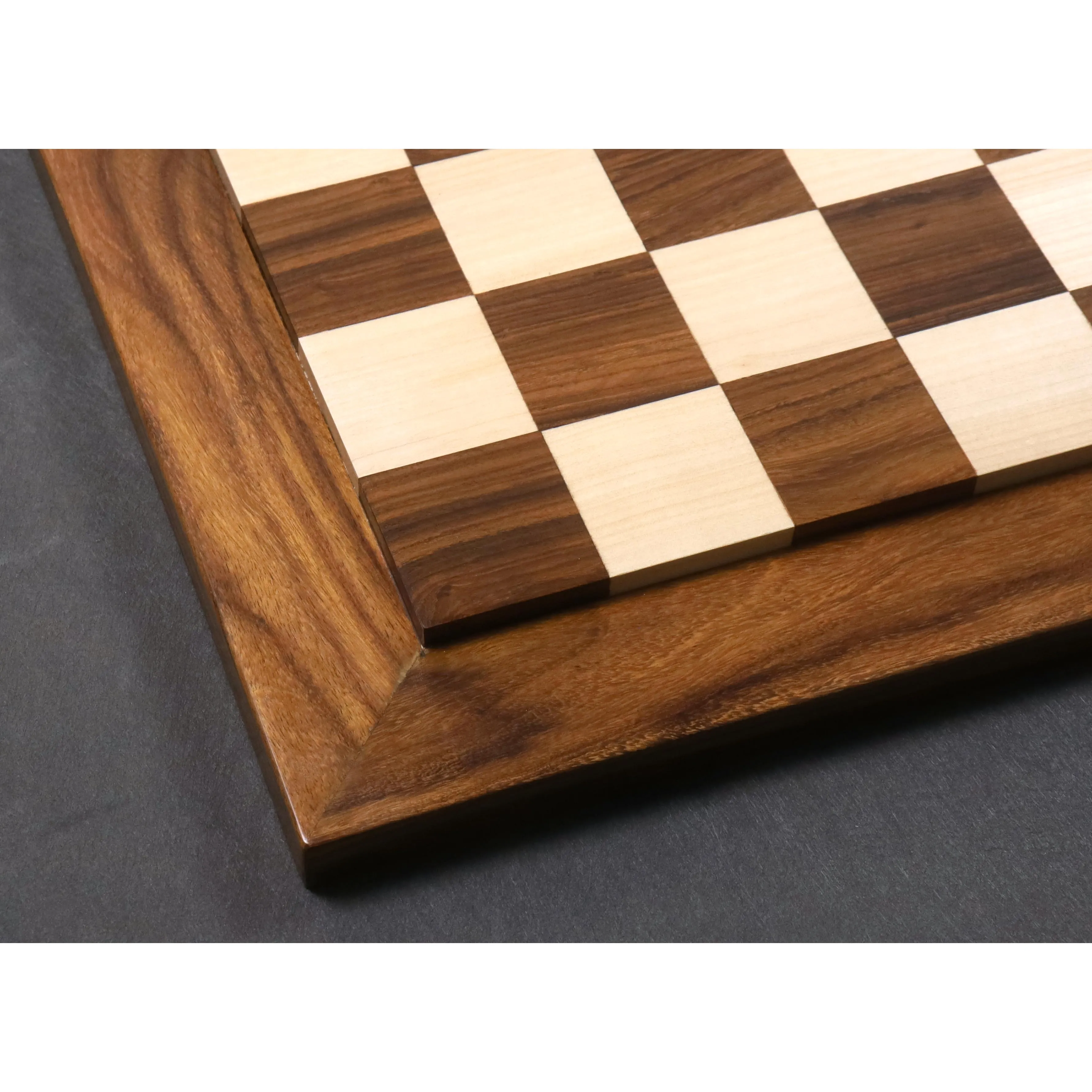 Slightly Imperfect 21" Raised Wood Luxury Chess board - Golden Rosewood and Maple - 55 mm Square - Warehouse Clearance - USA Shipping Only