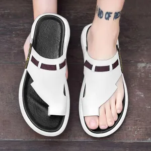 Summer New Slippers Genuine Leather Cool Outdoor Flats