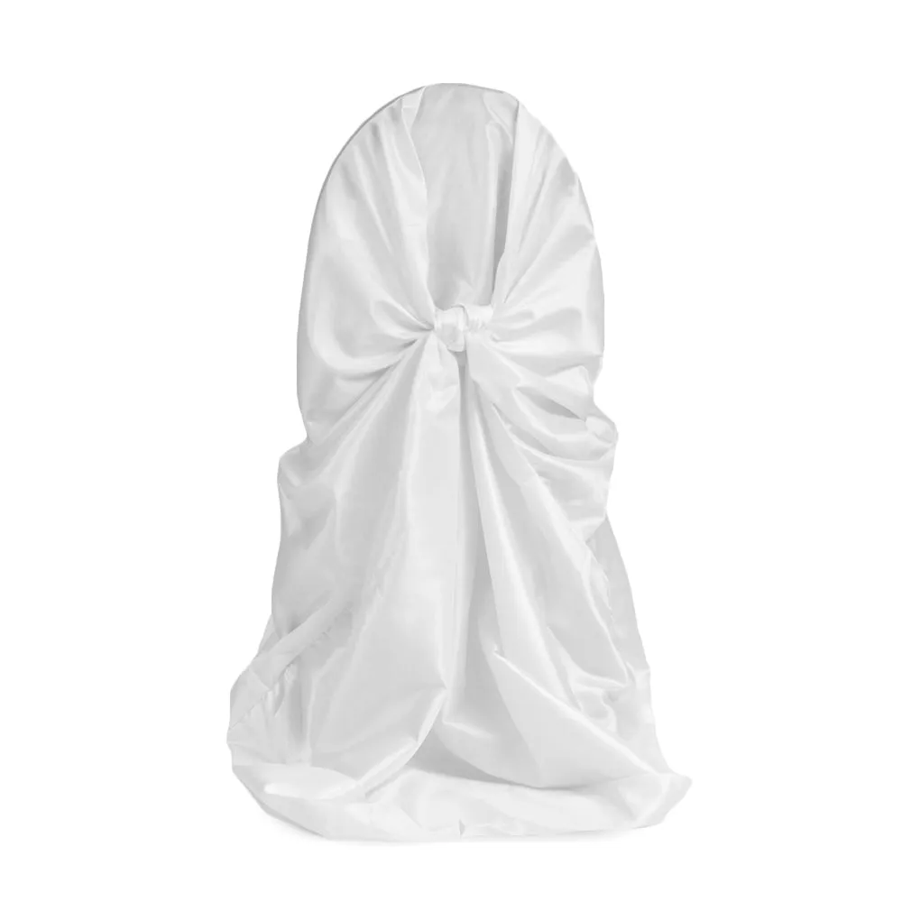 Taffeta Universal Self Tie Chair Cover - White