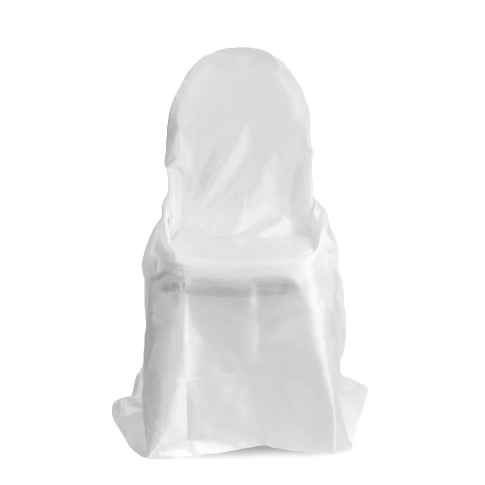 Taffeta Universal Self Tie Chair Cover - White