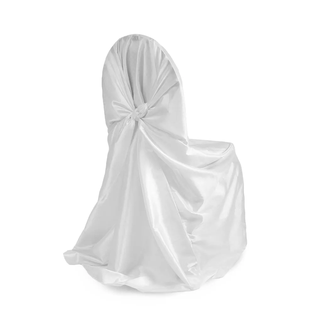 Taffeta Universal Self Tie Chair Cover - White