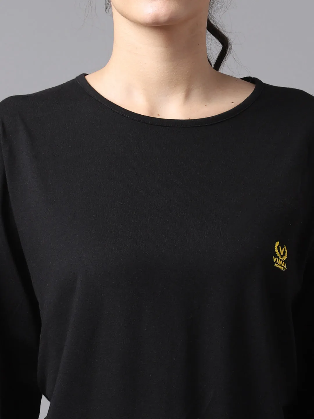 Vimal Jonney Cotton Black FullSleeve T-Shirt For Women