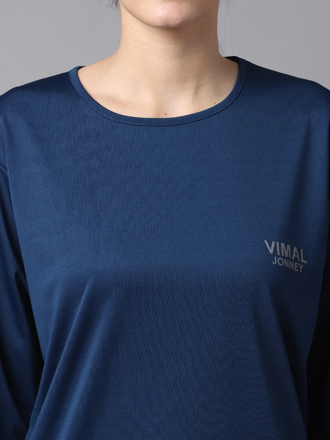 Vimal Jonney Dryfit Lycra Blue FullSleeve T-Shirt For Women