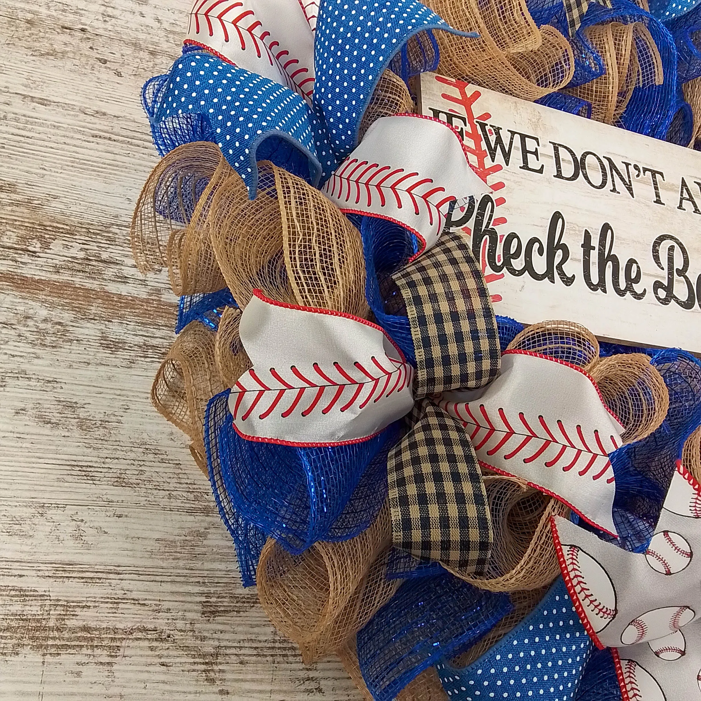 We're at the Ball Field Baseball Wreath | Royal Blue, Red, White